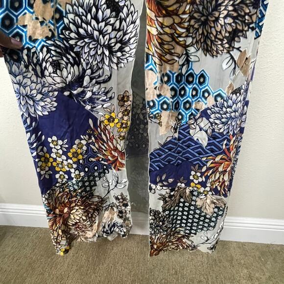 Hale Bob Maxi Dress Size M Boho Velvet Burnout Floral Festival Slit Viscos Blend - Picture 5 of 14